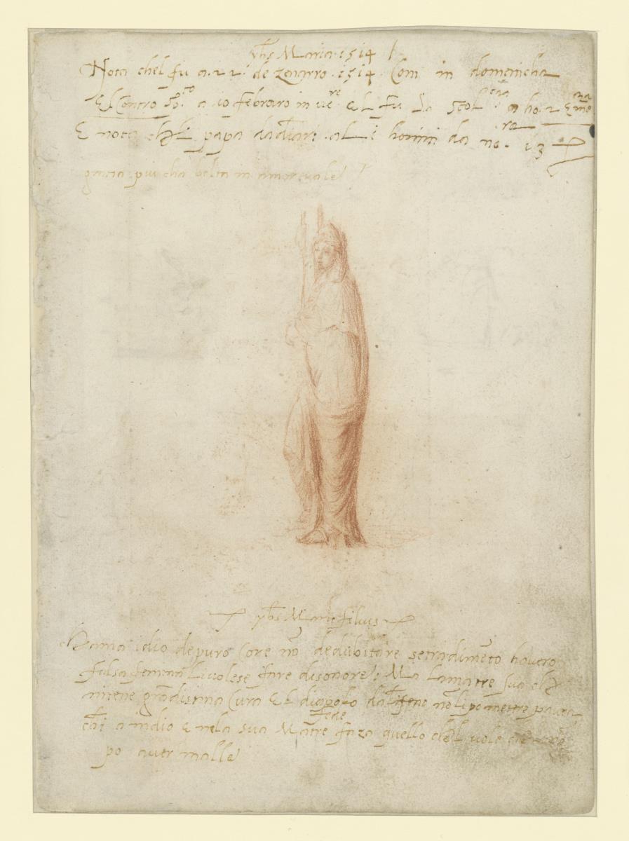 Antikische Gewandfigur mit Kreuz (wie KdZ 1513, von der Seite gesehen)