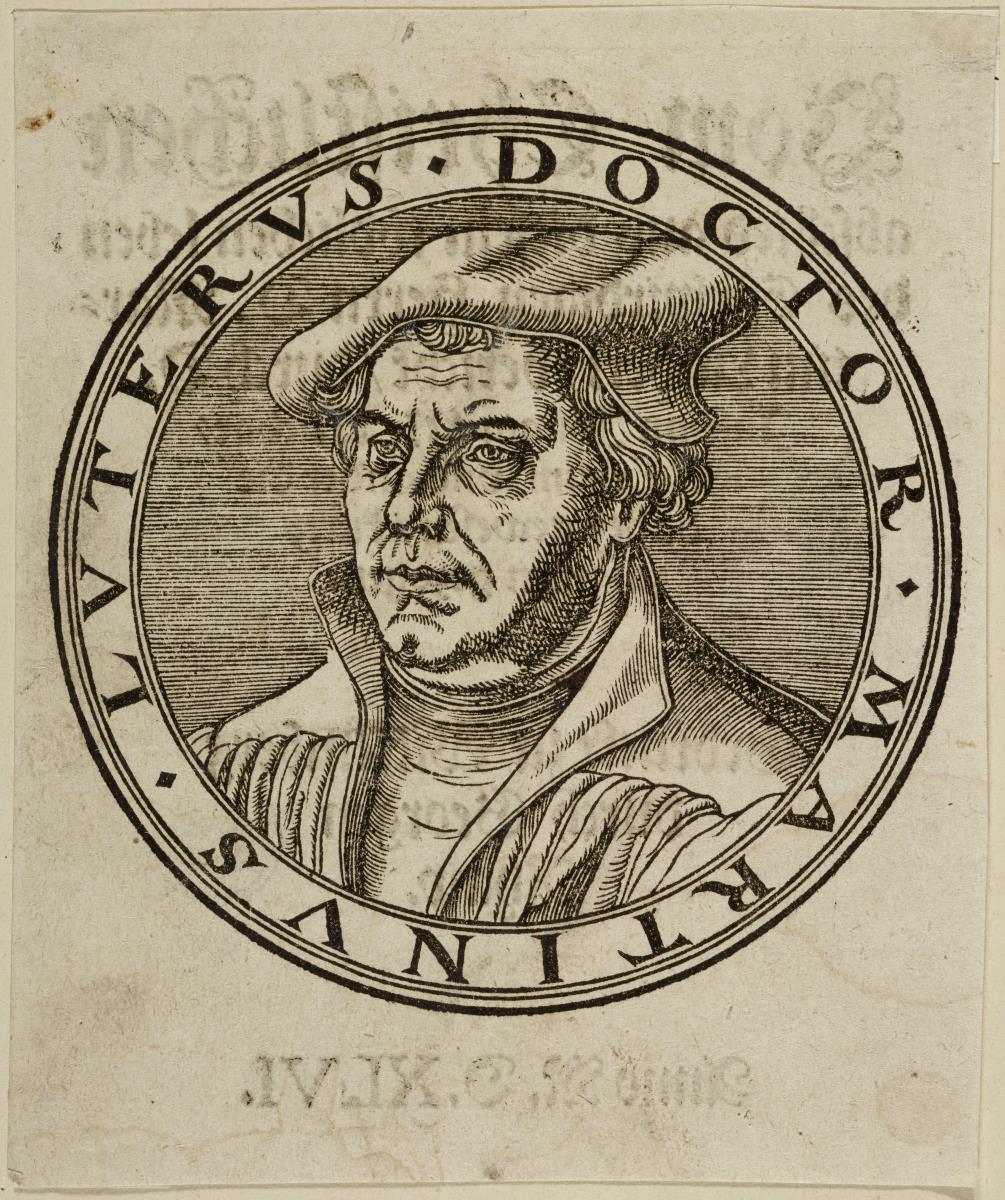 Medaillon mit Porträt Martin Luthers, nach links
