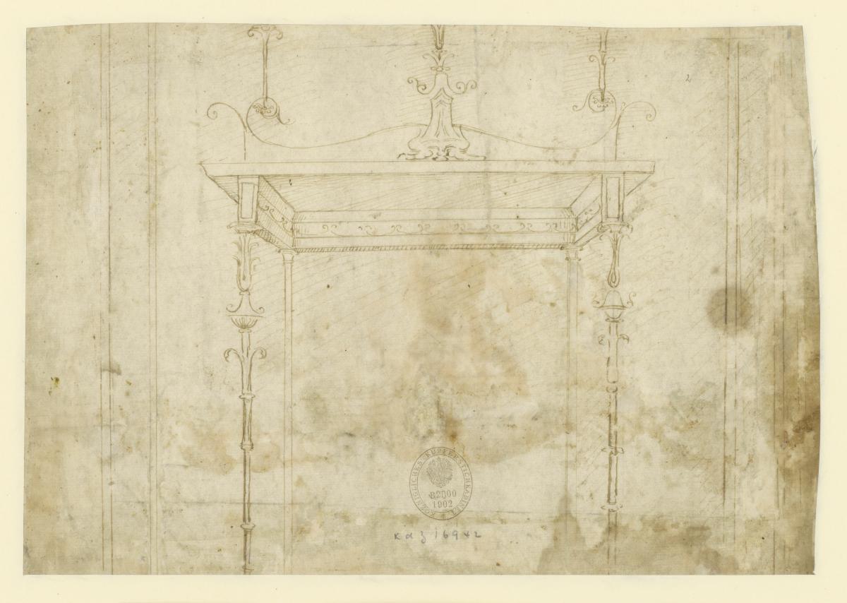Baldachin zwischen Pilastern aus der Domus Aurea