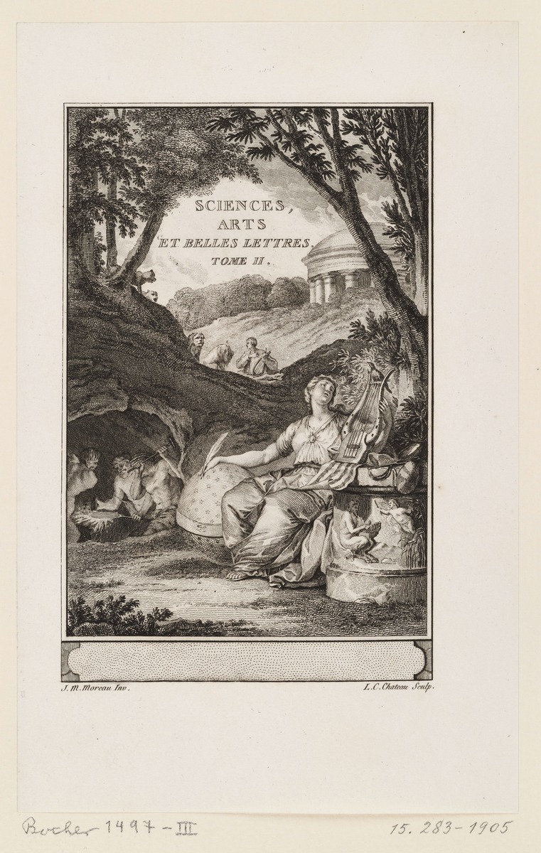Frontispiz: Sciences, Arts et Belles Lettres, Tome II. zu J. J. Rousseau, Emile ou de l'Education, Edition Poinçot, Paris 1797