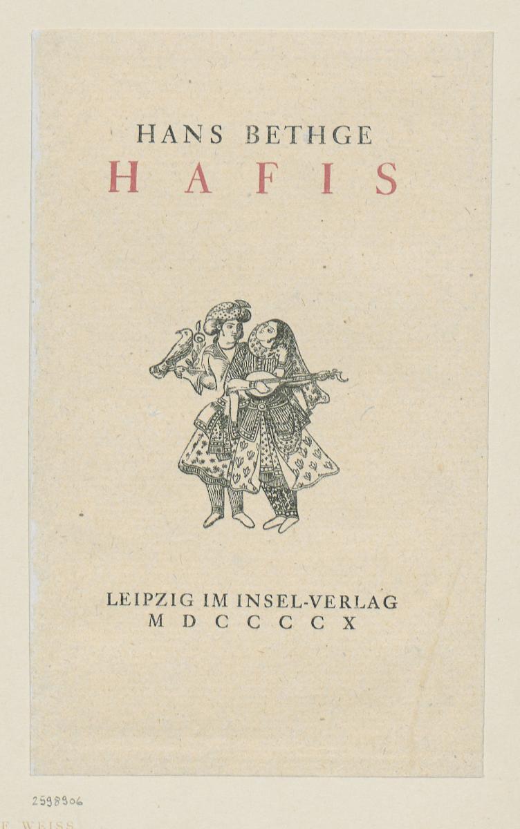 Einband zu Hans Bethge, Hafis