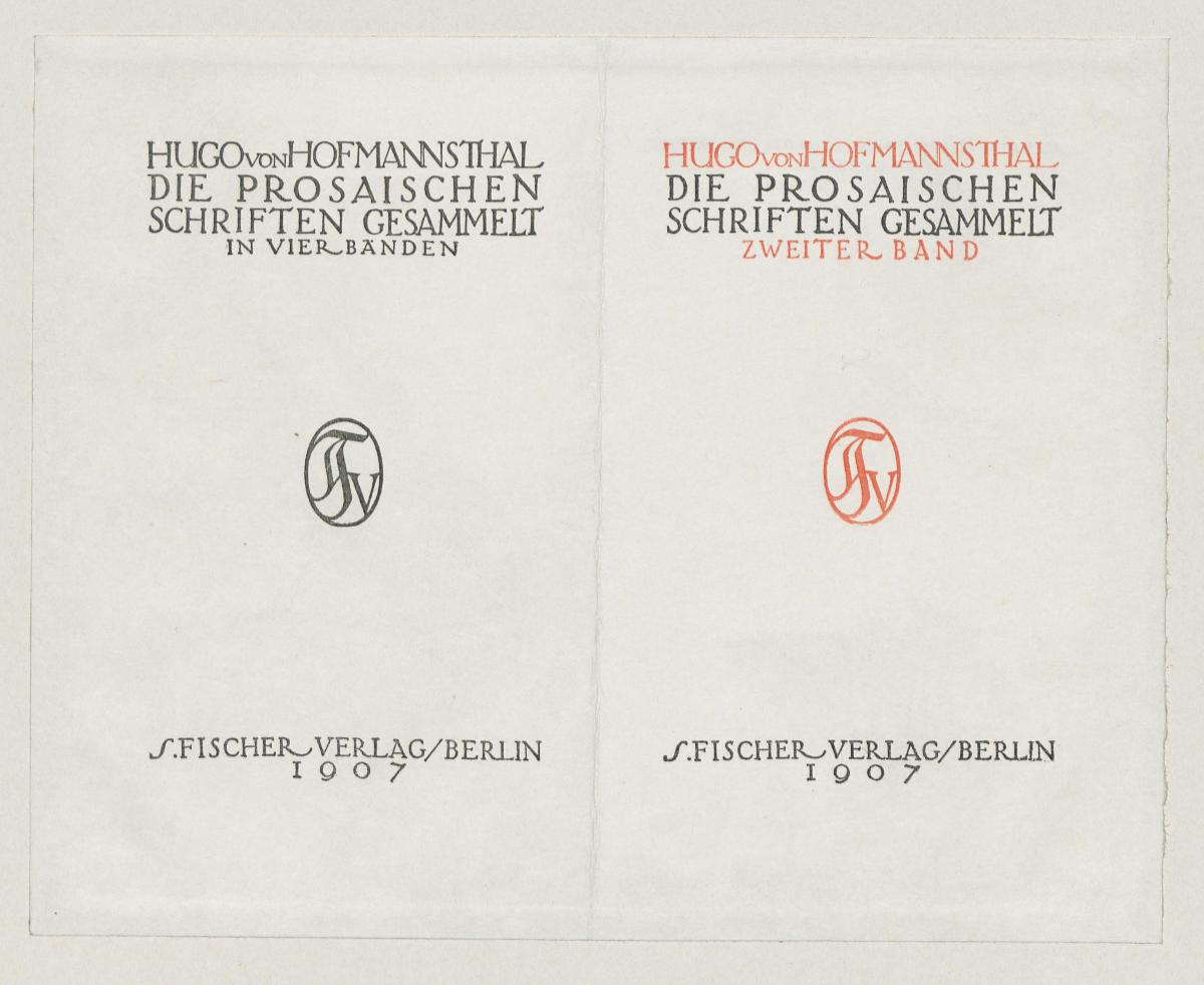 Titelblatt zu Hugo von Hofmannsthal, Die prosaischen Schriften gesammelt