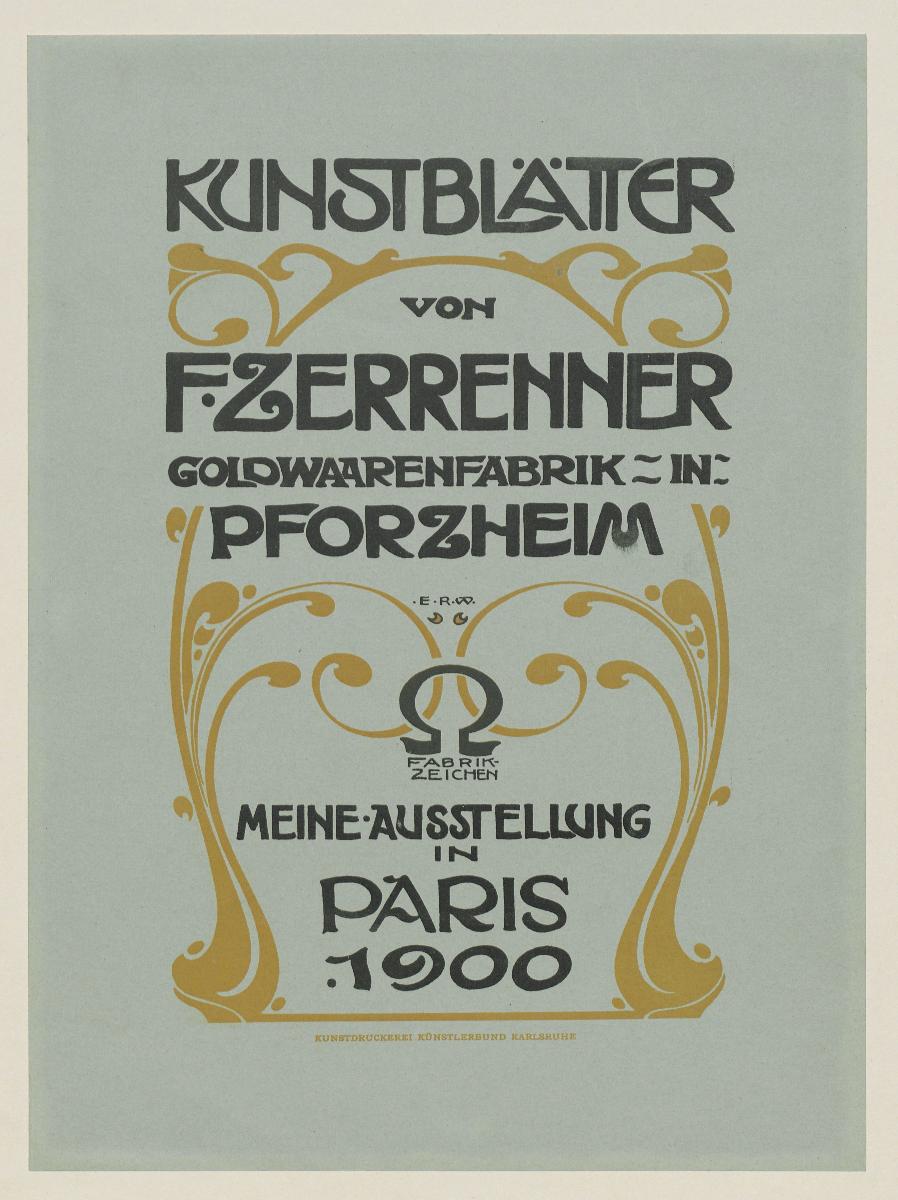 Einband zu Kunstblätter von F. Zerrenner Goldwaarenfabrik in Pforzheim