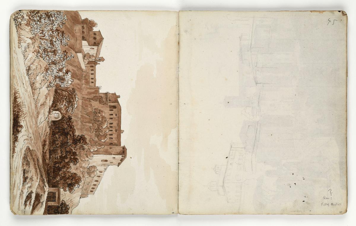 Kloster auf einem Berg (S. 44) und Rom, Villa Medici? (S. 45)