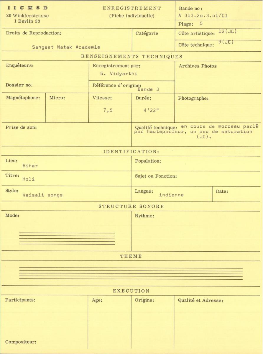 India / Bihar / Songs of Vidyapati, Vaisali songs.