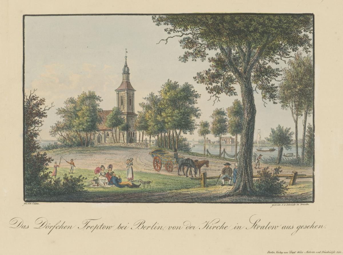 Das Dörfchen Treptow bei Berlin von der Kirche in Stralau aus