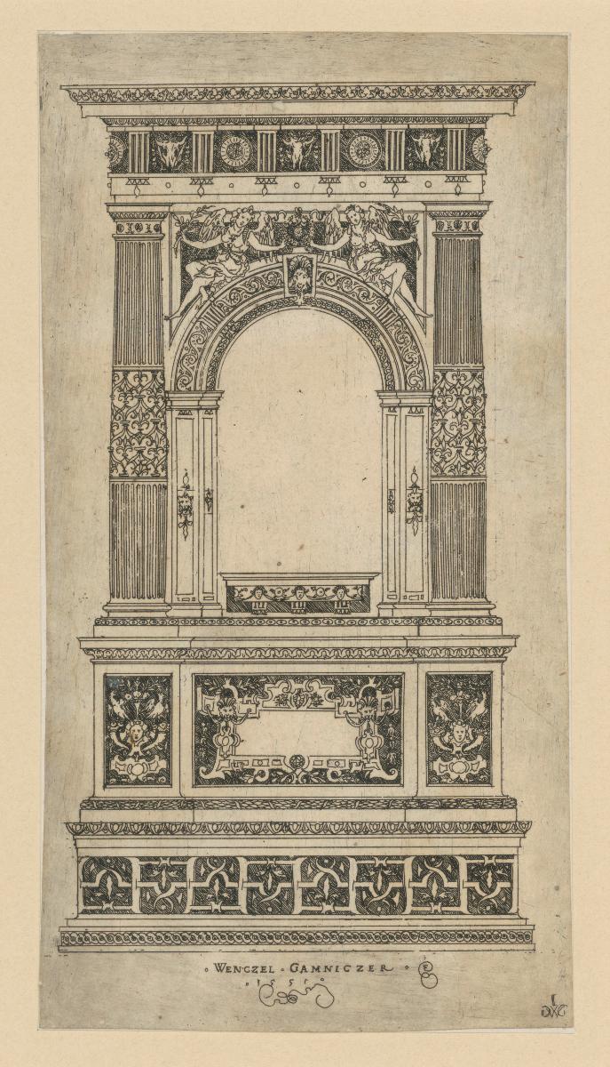 Entwurf zu einem Renaissance-Fensterrahmen oder einem Grabmonument