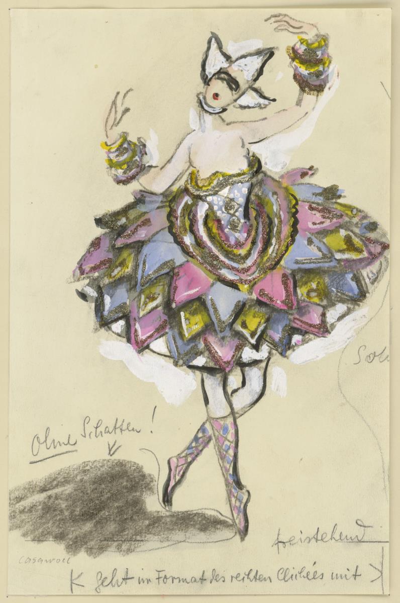 Kostümfigurine für die Revue "Von Mund zu Mund": Tänzerin mit Tutu