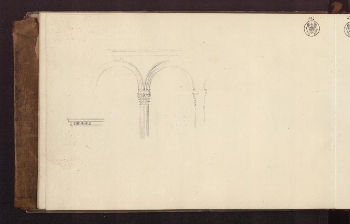 Säulenstellung mit Bogen und ein Gesims / Italienische Renaissancearchitektur