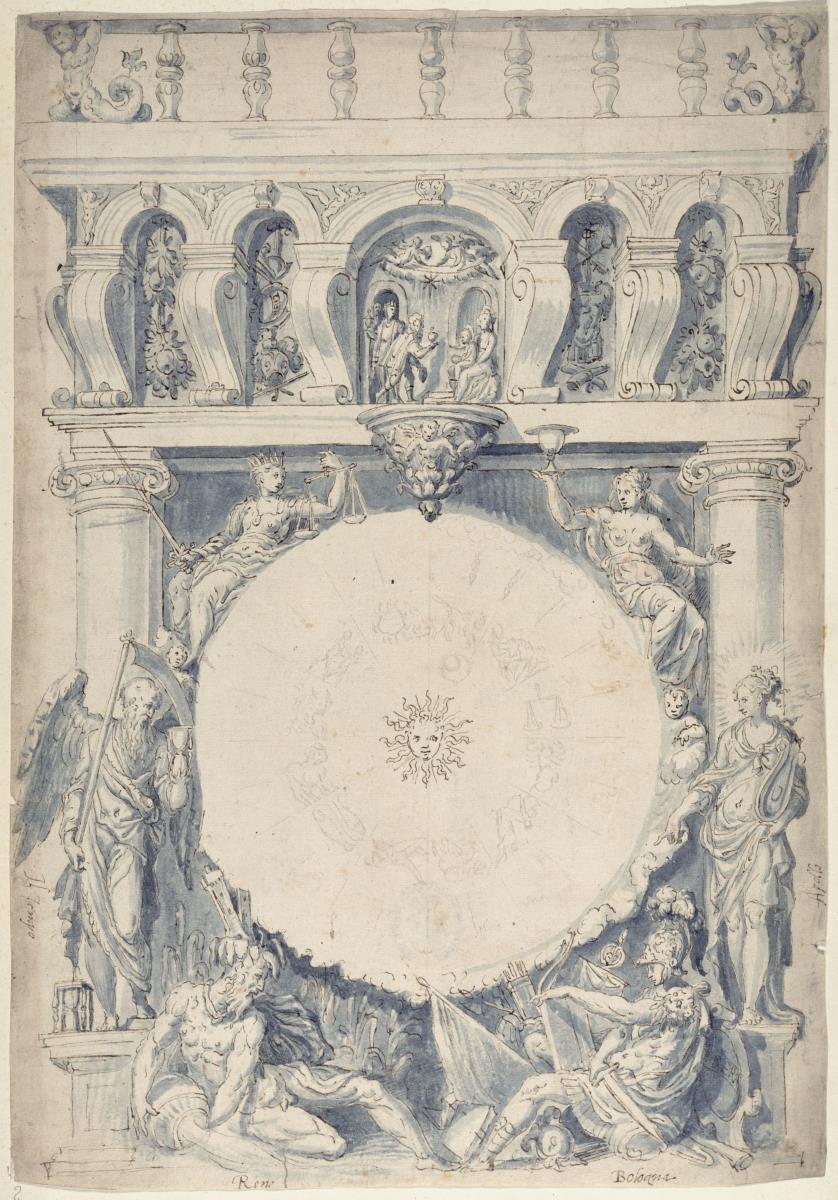Dekoration für den Uhrturm des Palazzo Comunale in Bologna (wohl nach Niccolò dell'Abate)