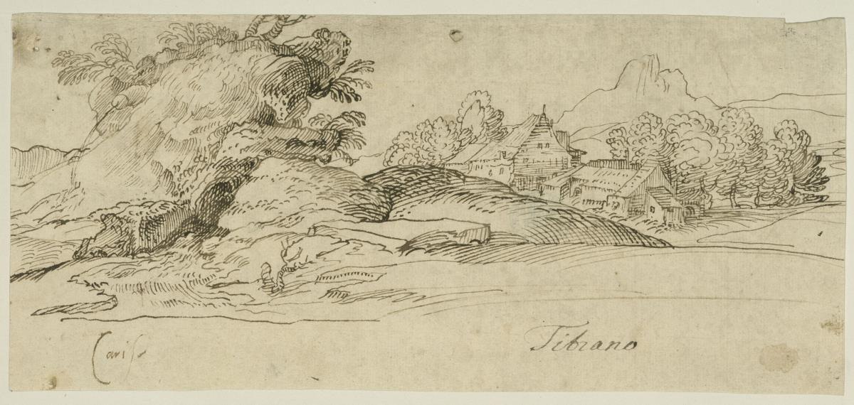 Landschaft mit Dorf