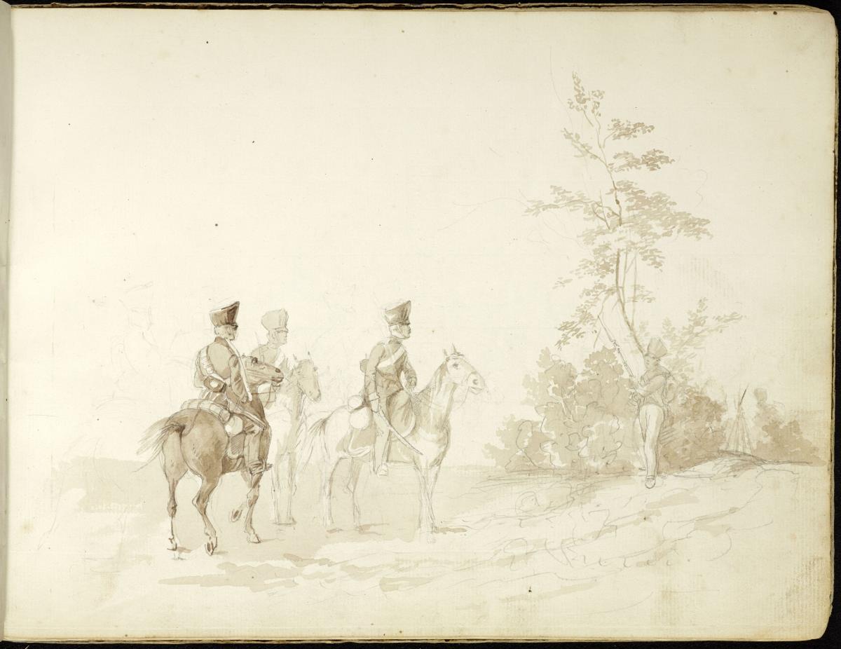 Drei Reiter und ein Soldat