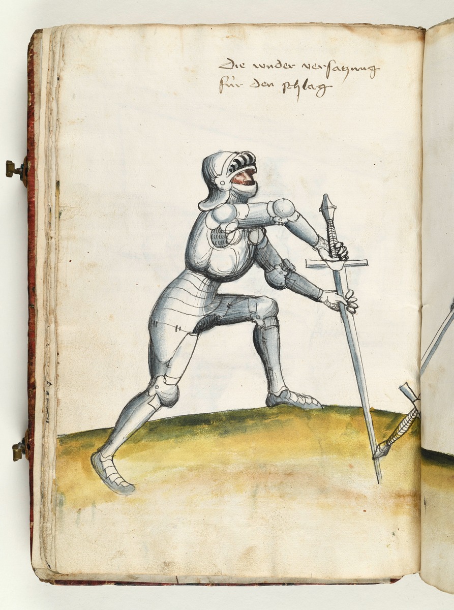 Ausfall- und Abwehrstellung. Fecht- und Ringerbuch der Brüder vom Stain (nach Talhoffer)