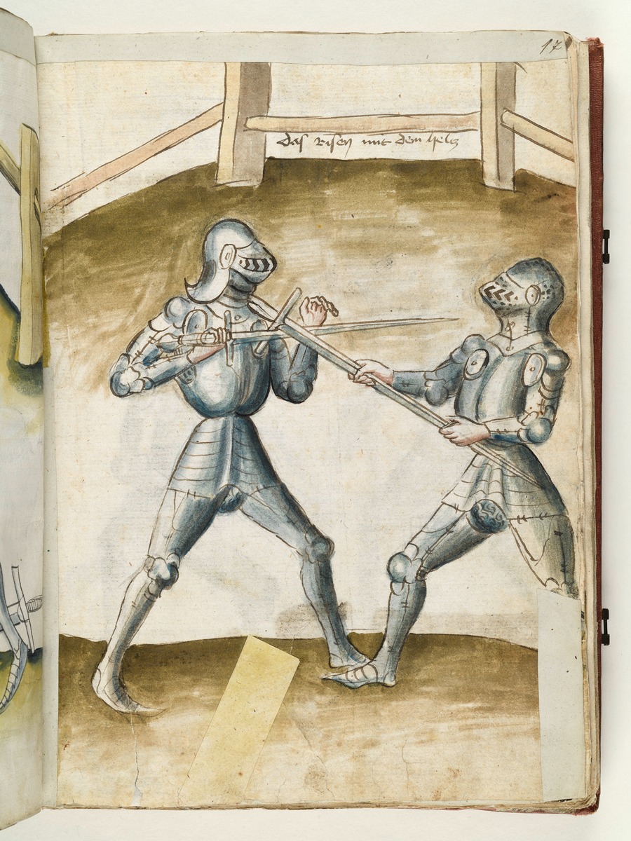 Der eine sucht dem andern das Schwert zu entreißen. Fecht- und Ringerbuch der Brüder vom Stain (nach Talhoffer)