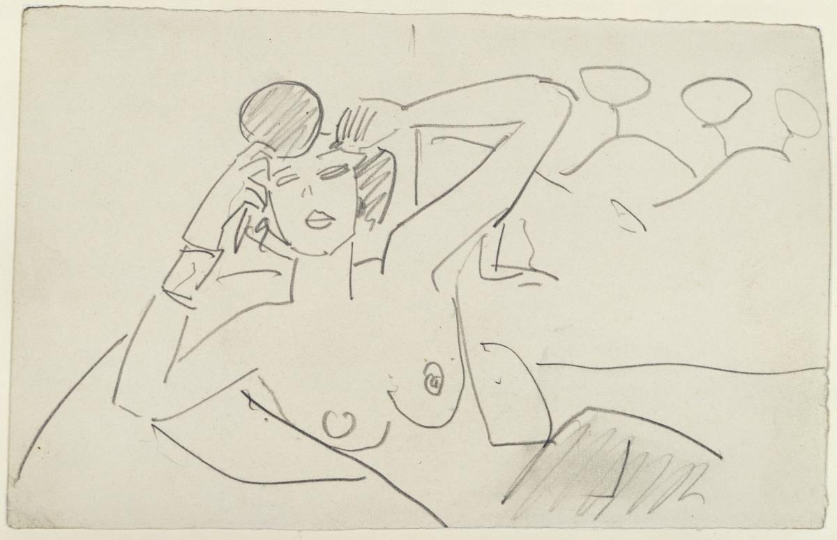 Liegender weiblicher Akt im Atelier von Erich Heckel