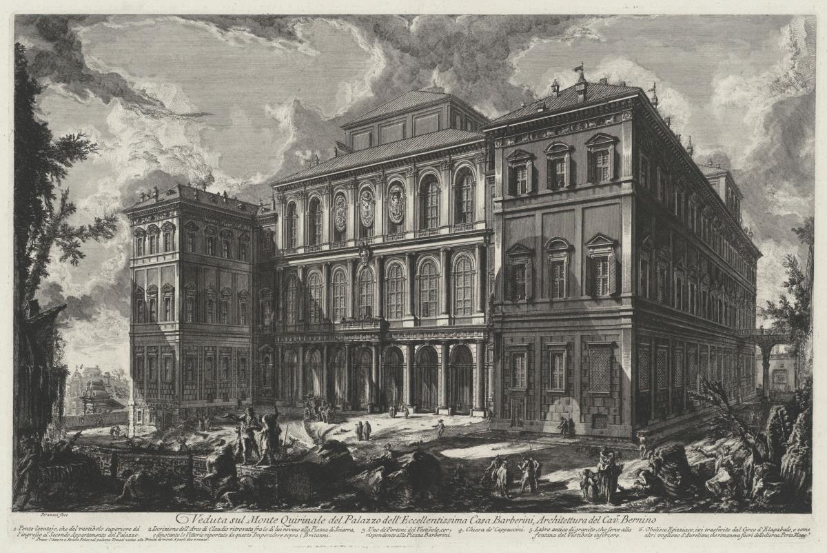 Ansicht des Palastes des ehrwürdigen Hauses Barberini auf dem Quirinal (aus: Vedute di Roma)
