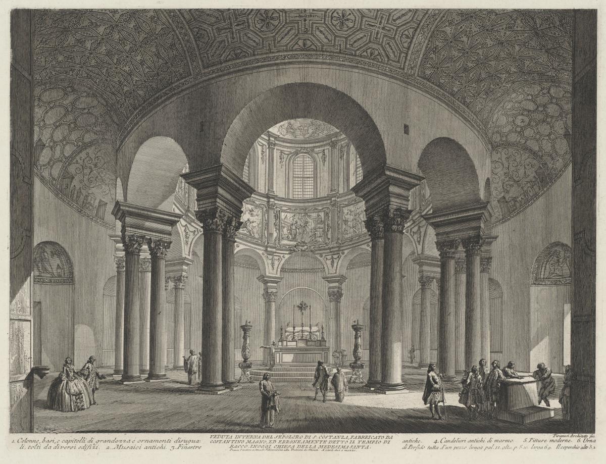 Innenansicht des Mausoleums von Santa Costanza (aus: Vedute di Roma)
