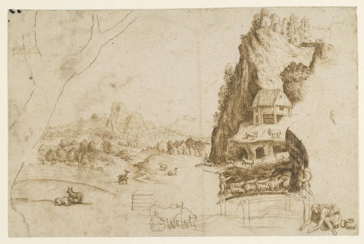 Weite Landschaft mit Tieren