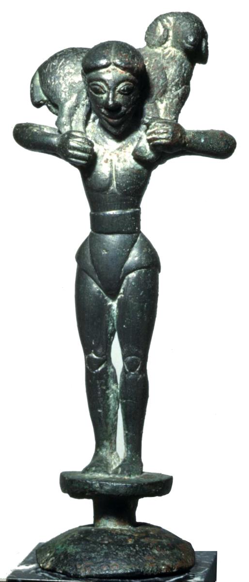 Archaische Statuette eines Widderträgers