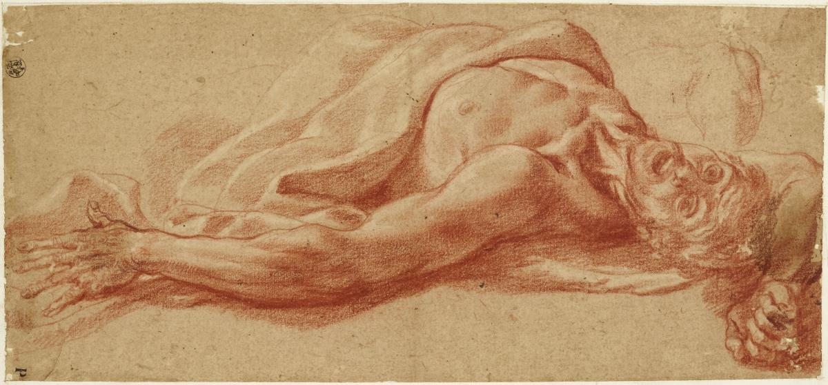 Studie einer liegenden männlichen Figur