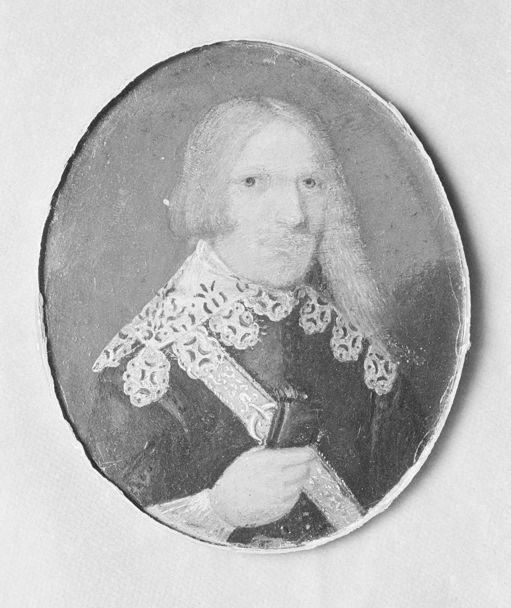 Porträt  eines Herrn mit Haartracht à la Cadenet und Spitzenkragen