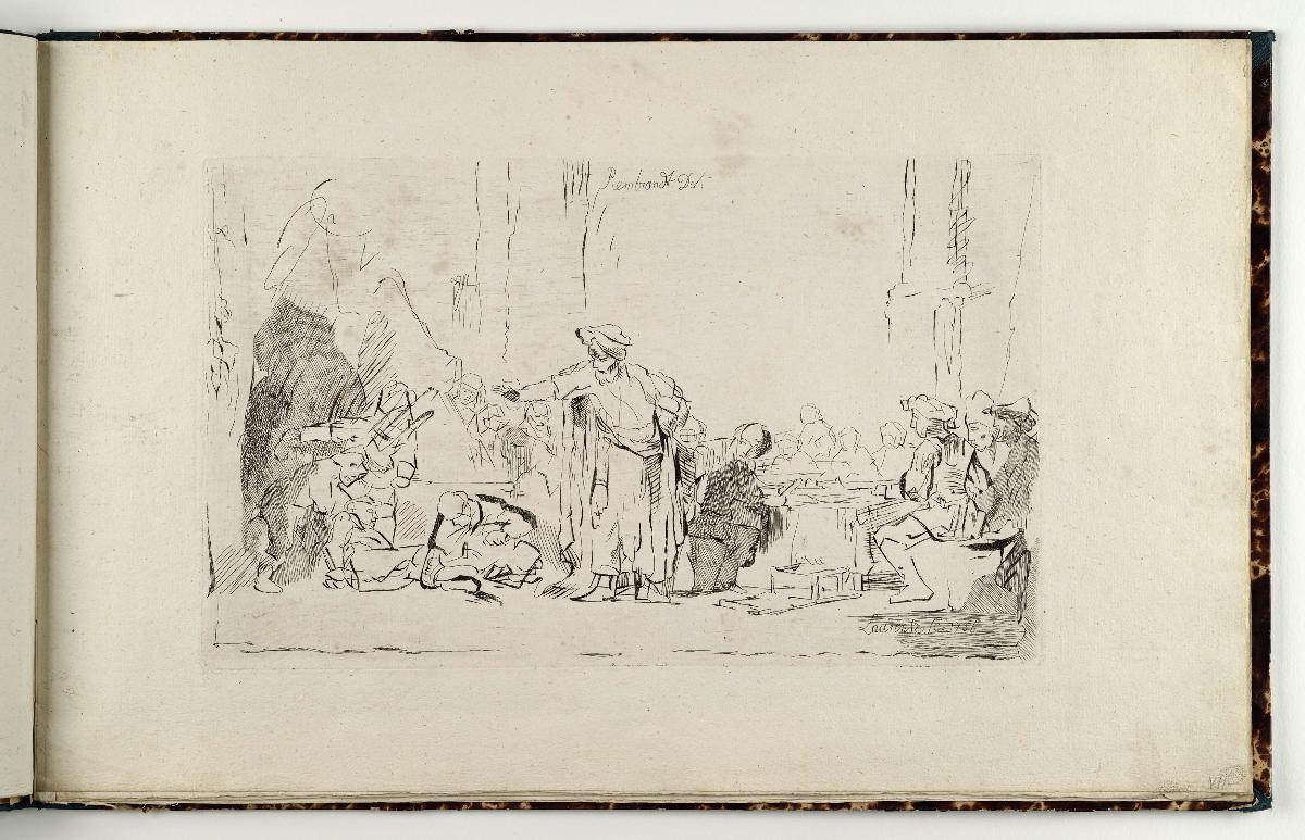 Szene einer Festnahme aus dem Alten Testament. in: Recueil de differents sujets d’étude gravé d’après les dessins de Rembrandt par D. Laurentz