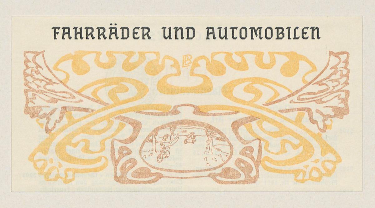 Fahrräder und Automobilen. Aus: Amtlicher Katalog des Deutschen Reiches. Weltausstellung in Paris 1900