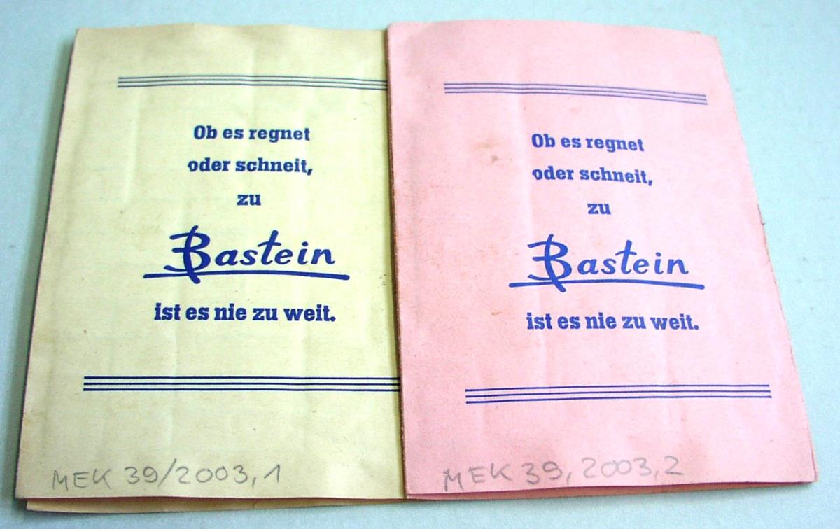 Rabatt- Sparbücher aus dem Kaufhaus Bastein in Hagenah