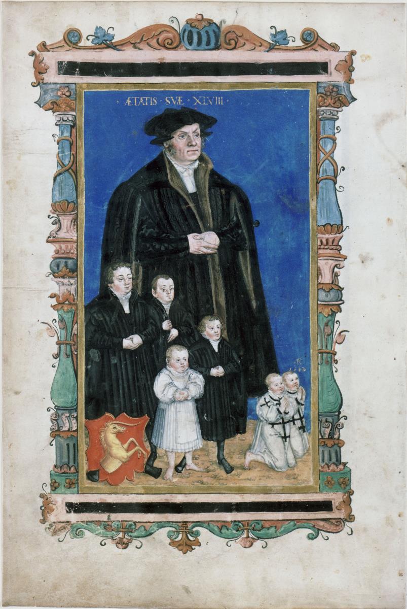 Bildnis des N. N. Stähelin von Nördlingen mit sechs Kindern