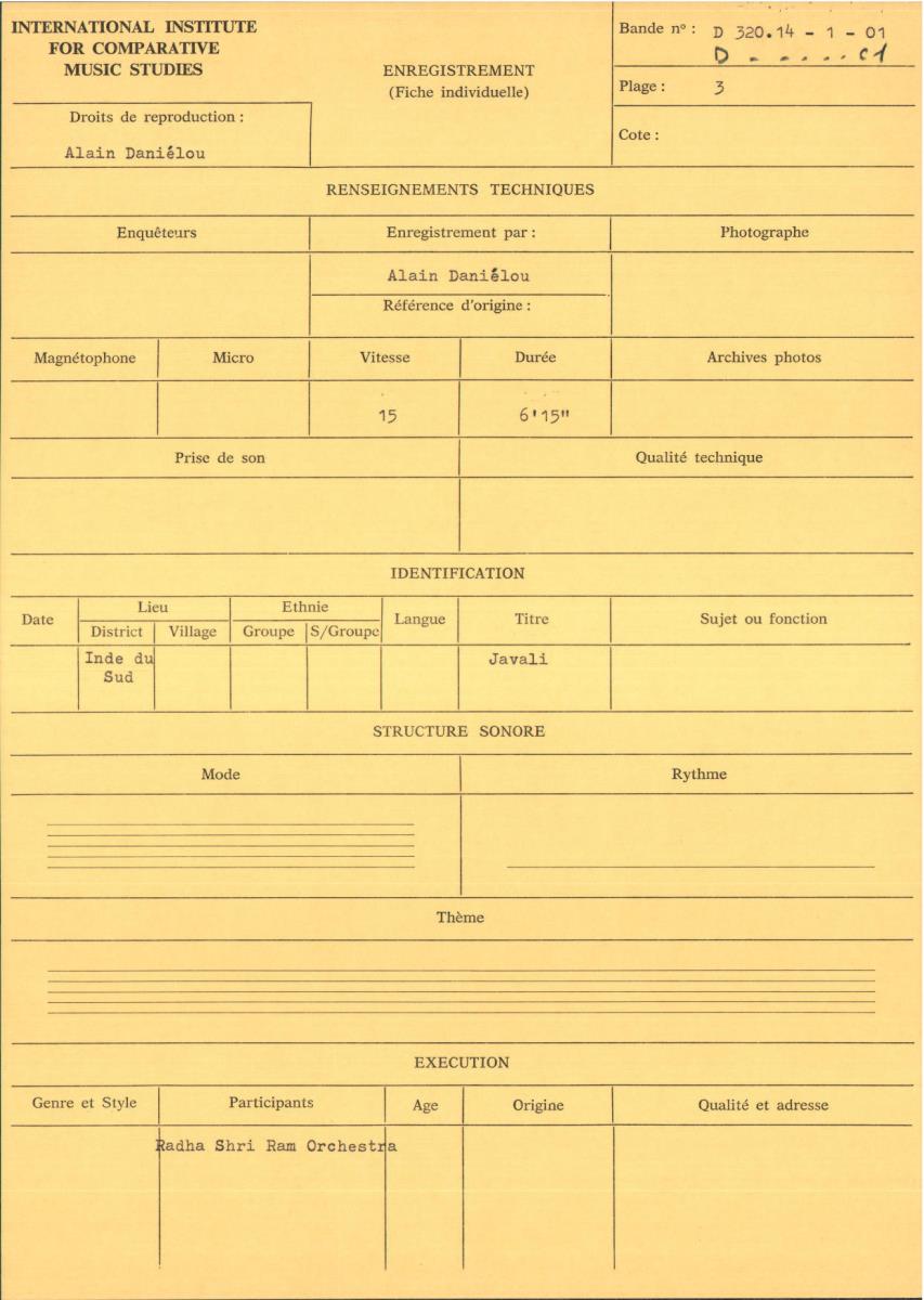 Inde du Sud / Radha Shri Ram Orchestra