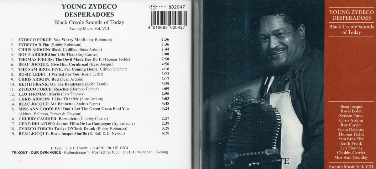 Swamp Music Vol. VIII. Young Zydeco Desperadoes. Black Creole Songs of Today.