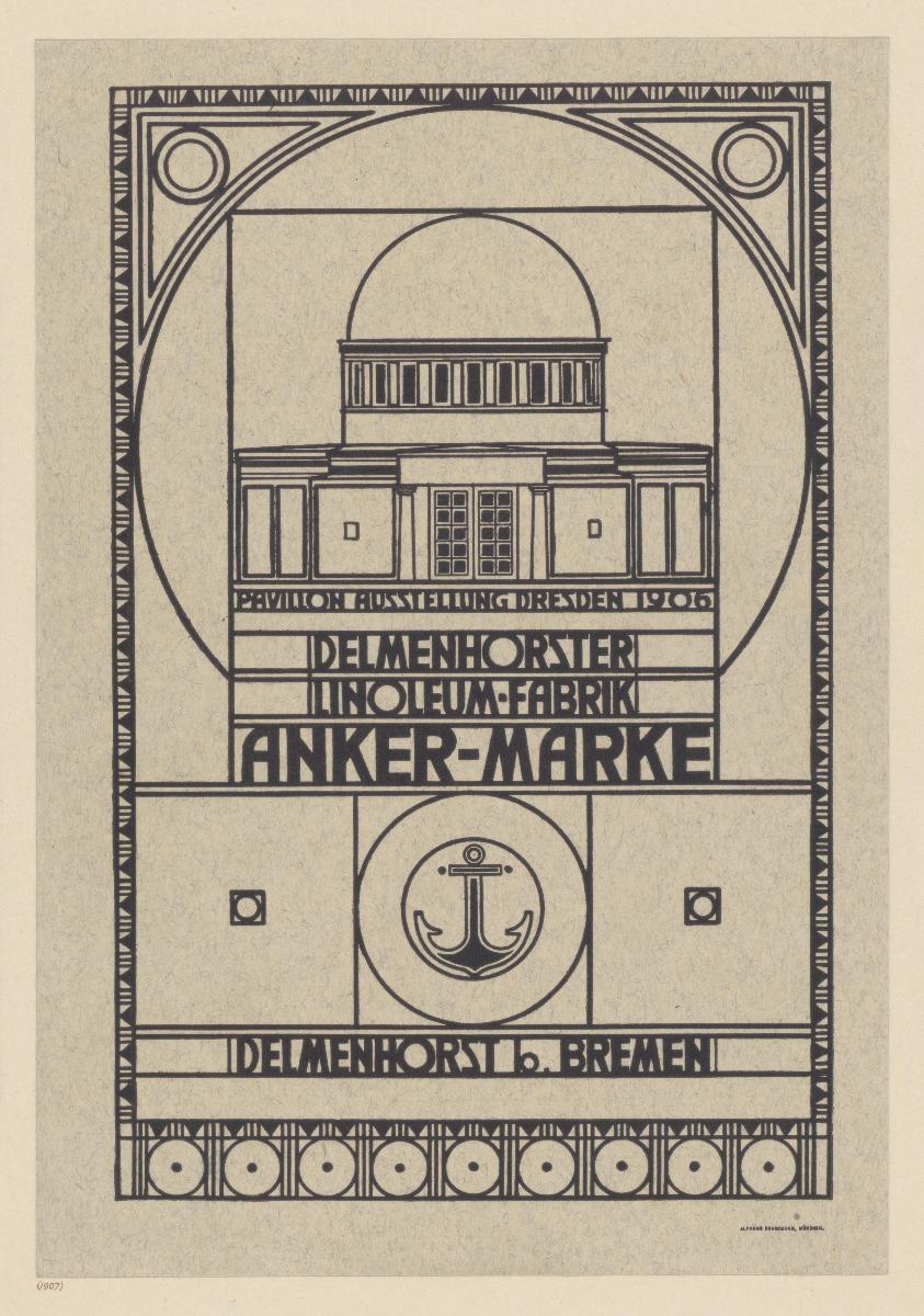 Pavillon Ausstellung Dresden 1906 Delmenhorster Linoleum-Fabrik Anker-Marke