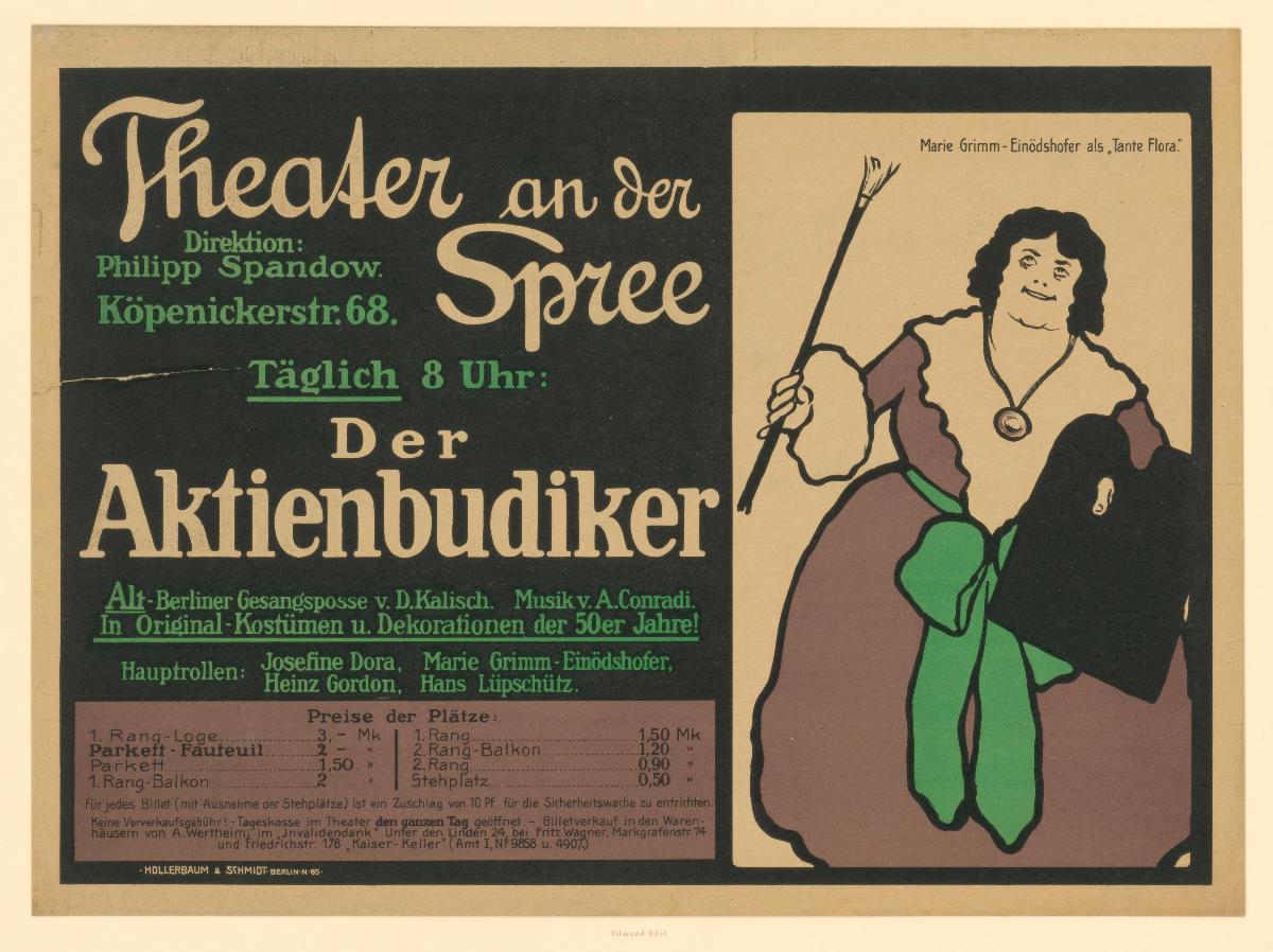 Theater an der Spree. Der Aktienbudiker. Marie Grimm-Einödshofer als "Tante Flora"