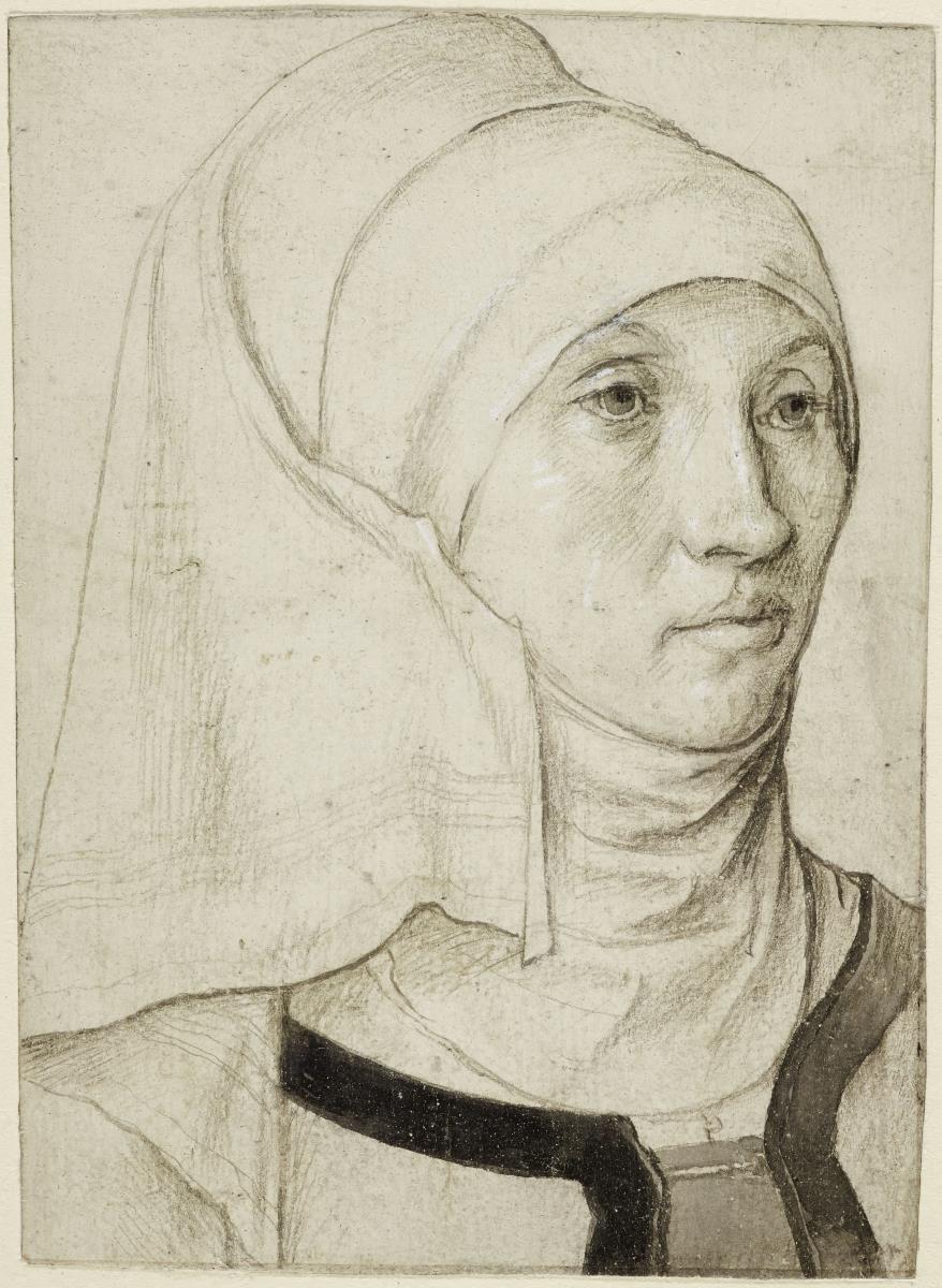 Frau mit Haube, halb nach rechts