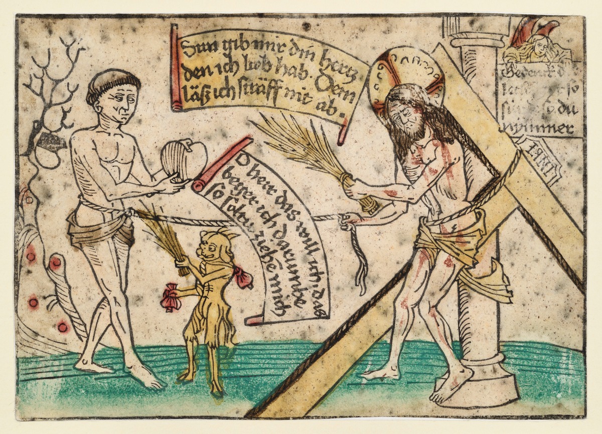 Christus als Schmerzensmann, das Herz der Gläubigen an sich ziehend