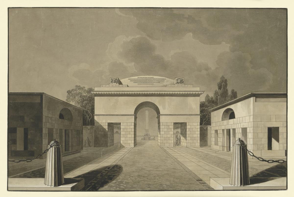 Blick auf eine Stadttoranlage