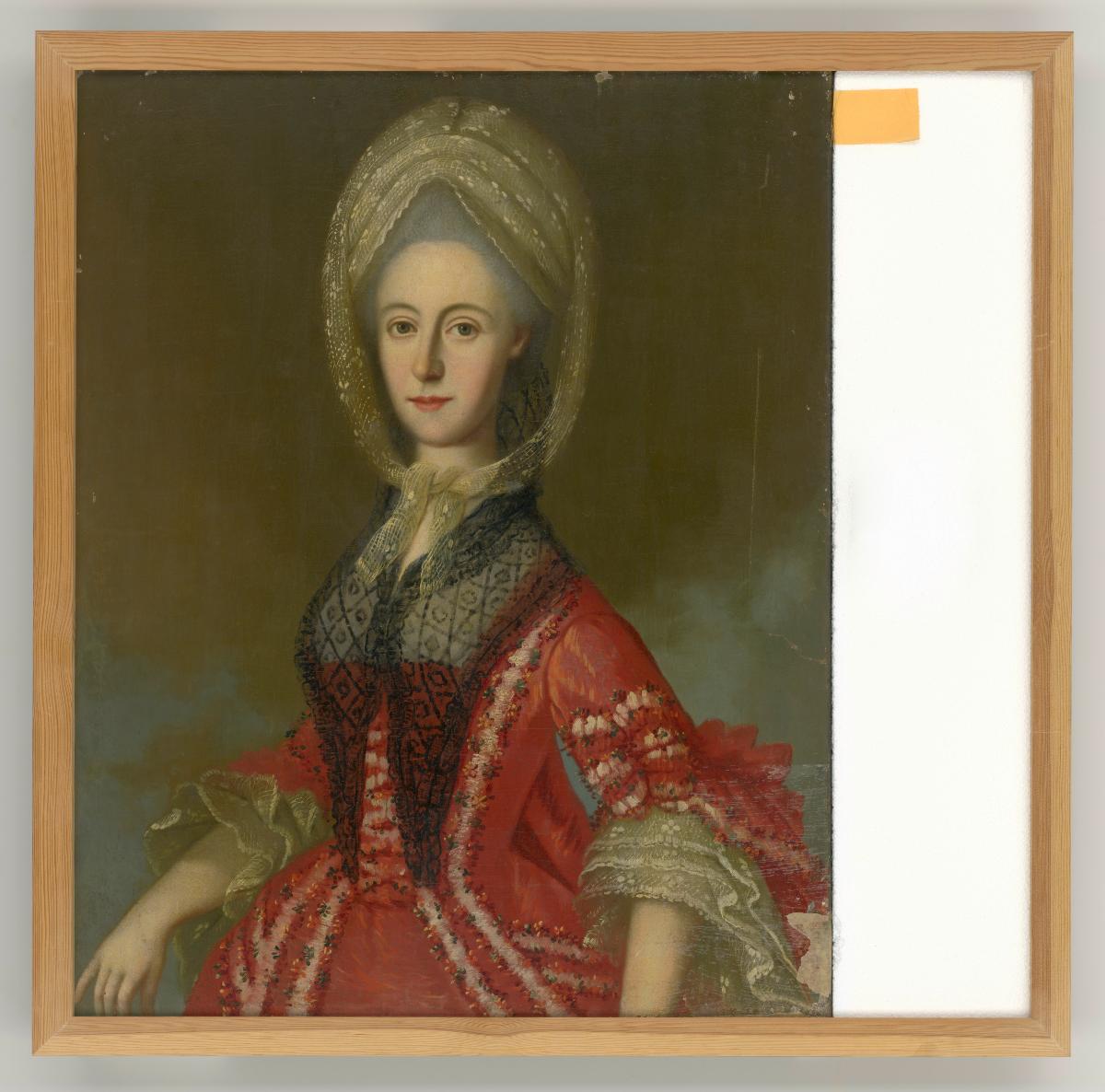 Porträt einer Frau in Manteau mit Engageantes und Dormeuse