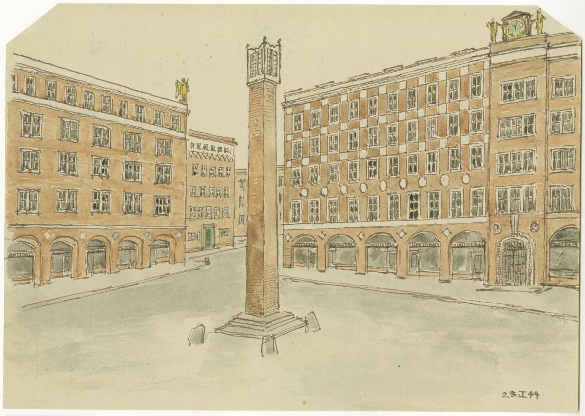 Stadtplatz mit Pfeilerdenkmal, Bl. 16
