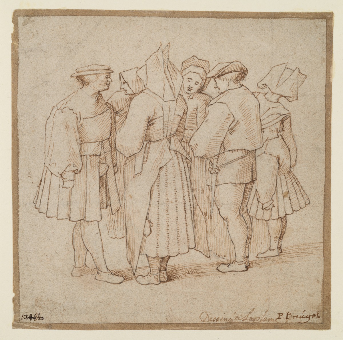 Gruppe von Bauern und Bäuerinnen (gegenseitige Kopie der Radierung von Wenzel Hollar Parthey 597)