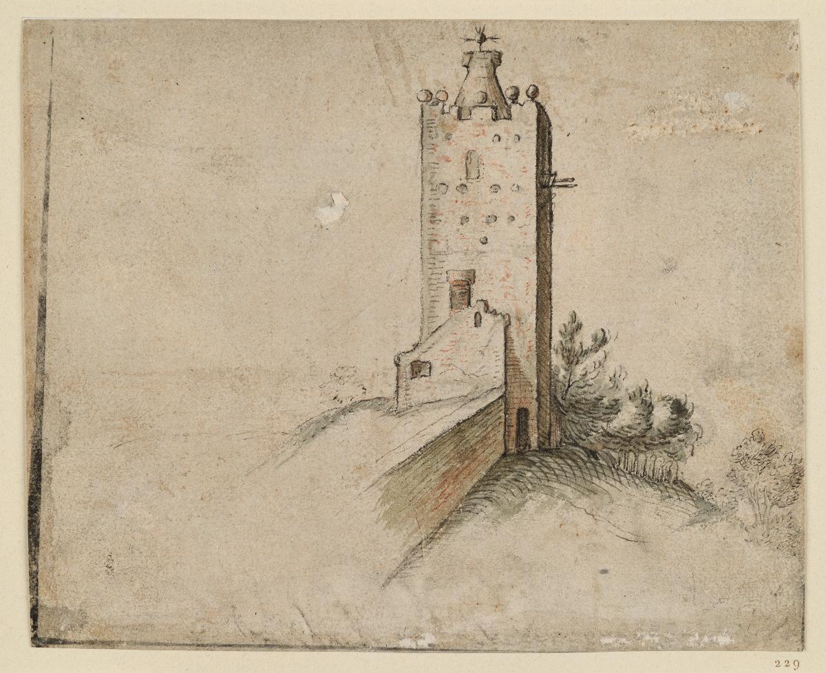 Der Smeetoren in der Stadtmauer von Utrecht, von Norden gesehen (Skizzenbuchblatt)