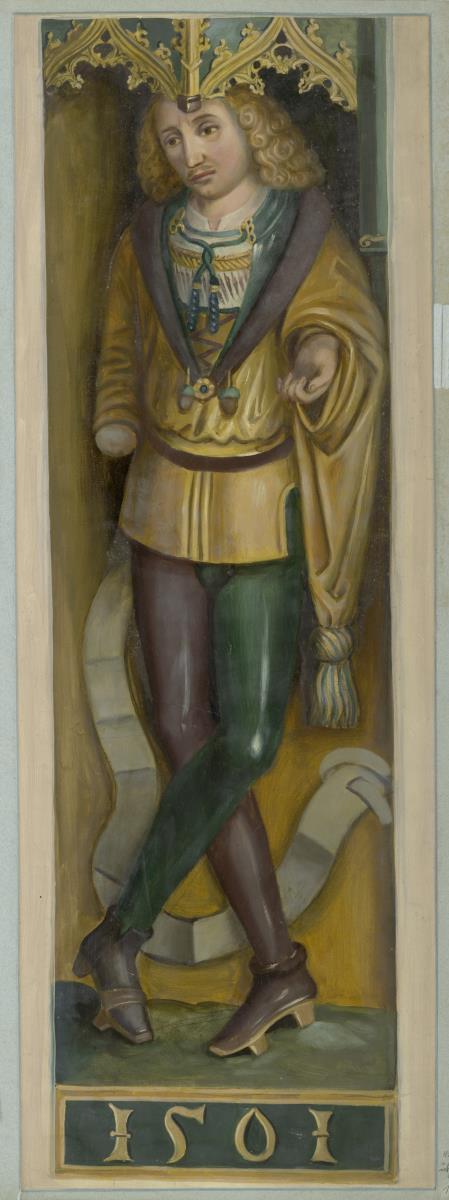 Eckfigur am Kachelofen in der Goldenen Stube der Festung Hohensalzburg, Salzburg