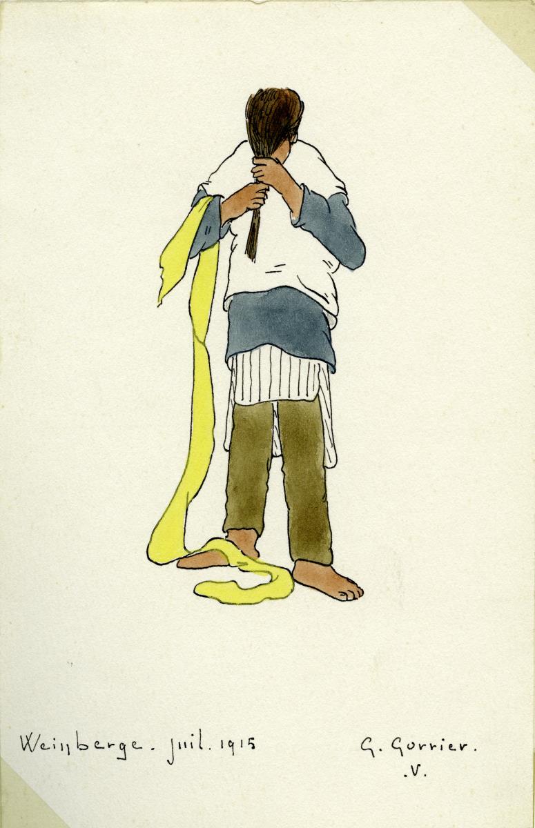 o. T. [Mann bindet Turban]