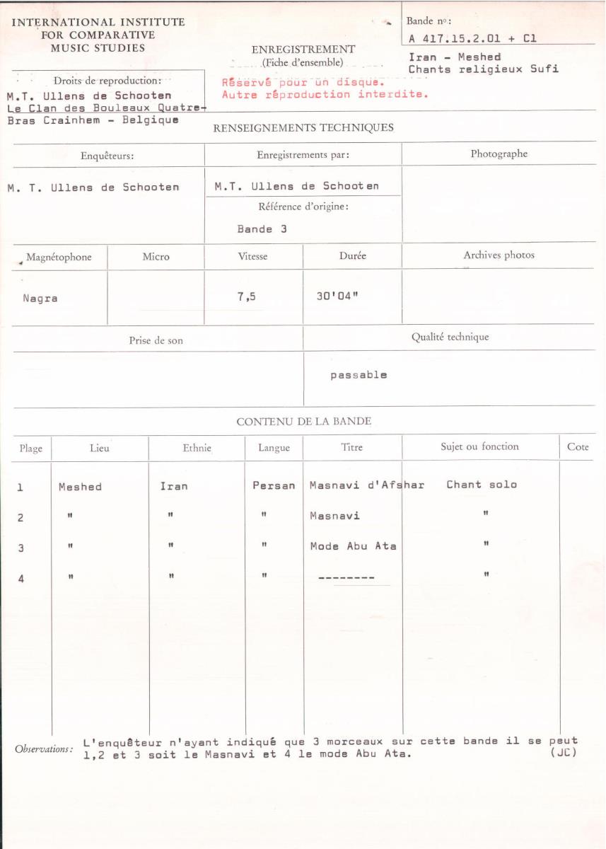 Iran / Meshed / Chants religieux Sufi