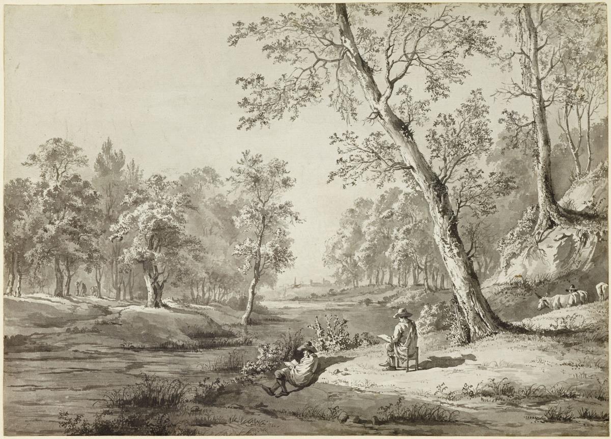 Landschaft mit zwei ausruhenden Personen (Paysage avec deux personnages se reposant)