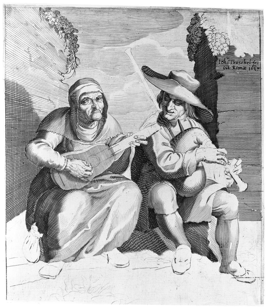 Gitarrenspielerin und Dudelsackpfeifer