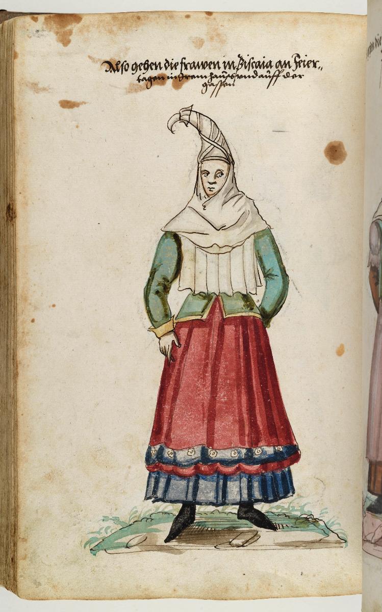 Heldt’sches Trachtenbuch: Also gehen die Frauen in Biscaia an Feiertagen in Irem Haus und auff der Gassen