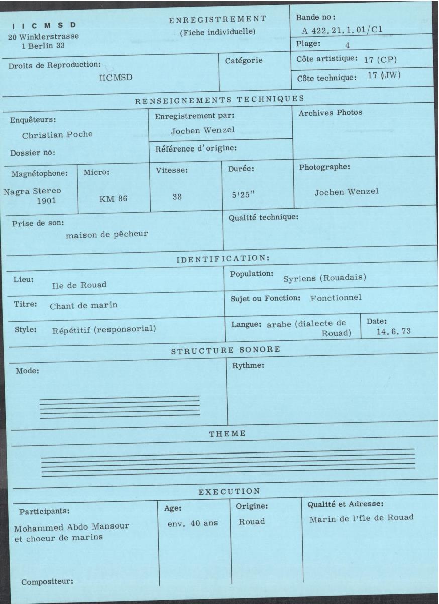 Chant des pêcheurs de l'île de Rouad / Syrie