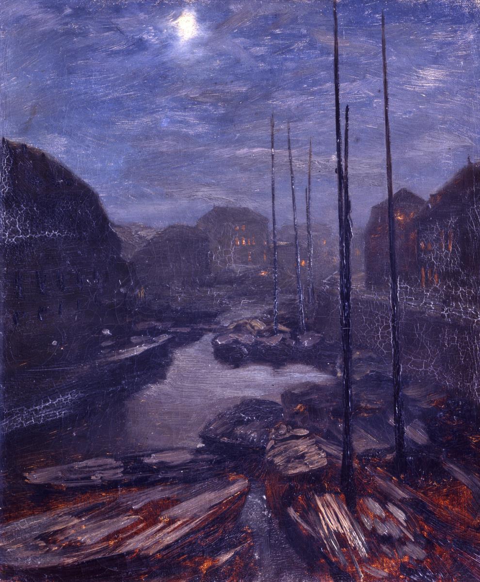 Mondschein über der Friedrichsgracht im alten Berlin