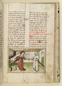 Maria hilft ihr am Trog den Teig kneten. Raimund, Das Leben der Hl. Katharina von Siena (geschrieben von der Nonne Elisabeth Warüssin)