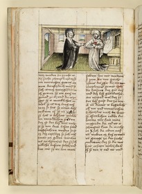 Die Heilige heilt das Herzgeschwür einer Mitschwester. Raimund, Das Leben der Hl. Katharina von Siena (geschrieben von der Nonne Elisabeth Warüssin)